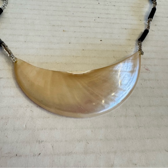Mother of Pearl Moon Shaped Pendant 20” Good Luck Necklace - Picture 8 of 16